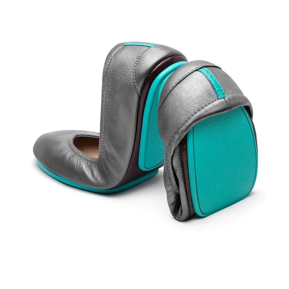 Tieks by Gavrieli Metallic Pewter Ballet Flats - Picture 1 of 12
